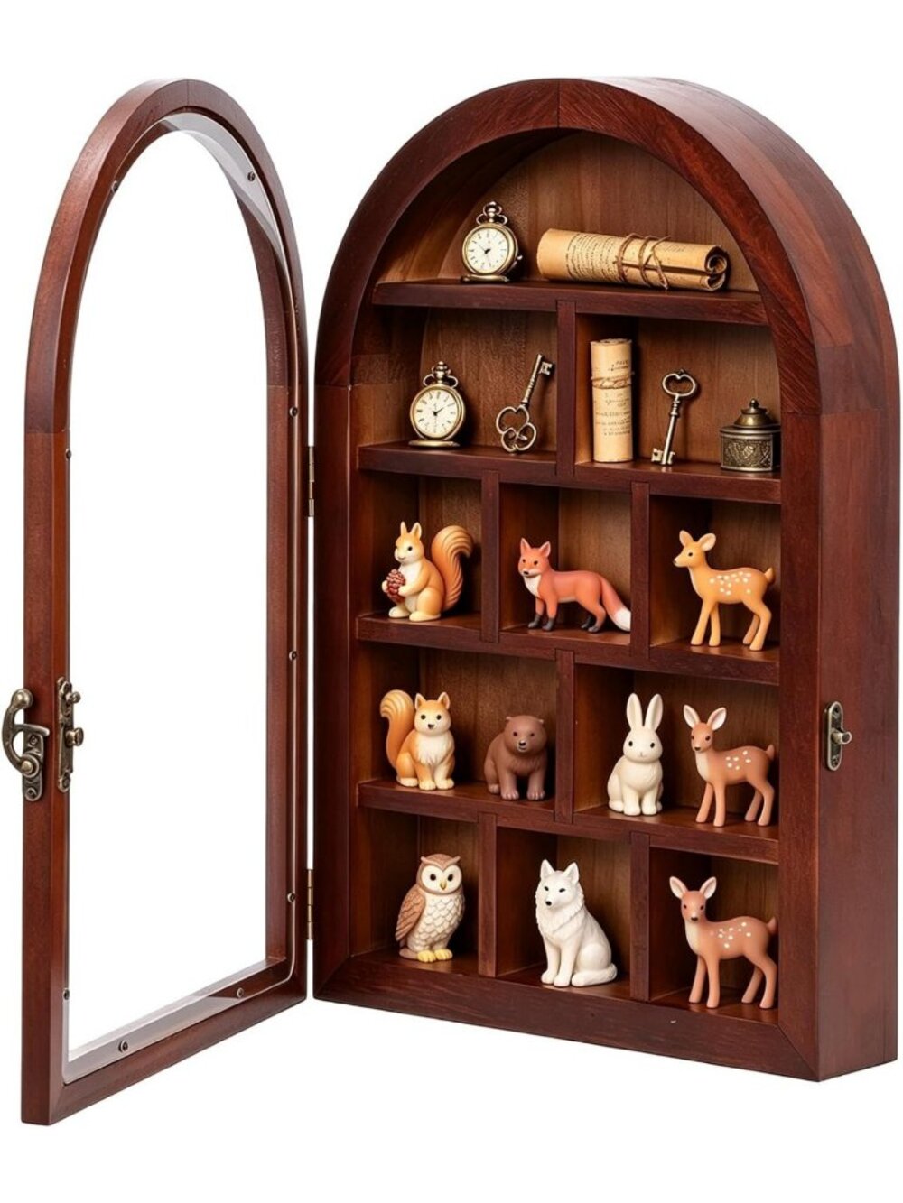 10x15 Wooden Shadow Box Display Case with Acrylic Door for Mini Figures & Crafts